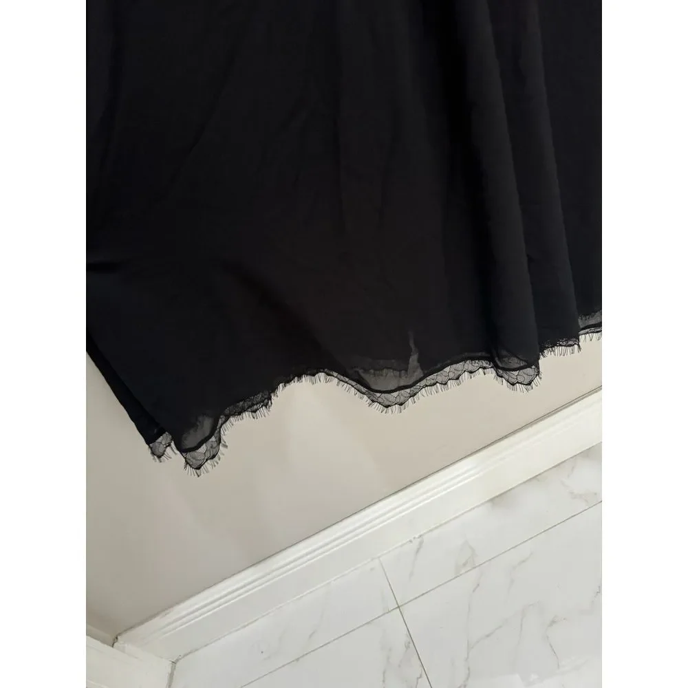 Dress The Population Alicia Mixed Media MIDI Black Dress Size Large LBD - Picture 4 of 9